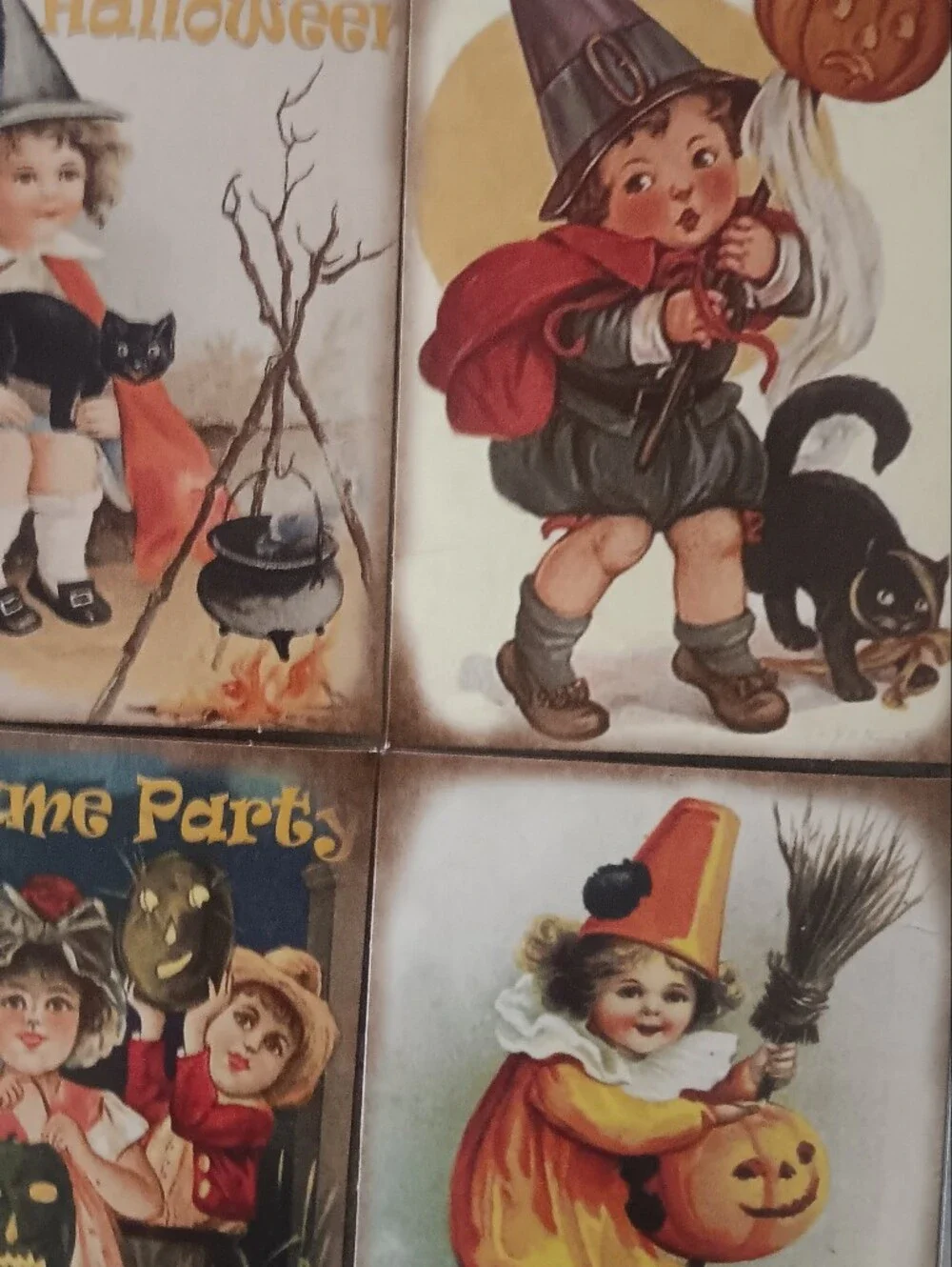 Halloween Postcard Lot Of 8, Vintage Inspired Art 4x6, Pumpkin Witchy Note Cards